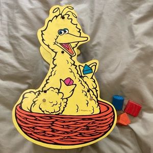Vintage 1983 big bird wooden rocker/puzzle block toy